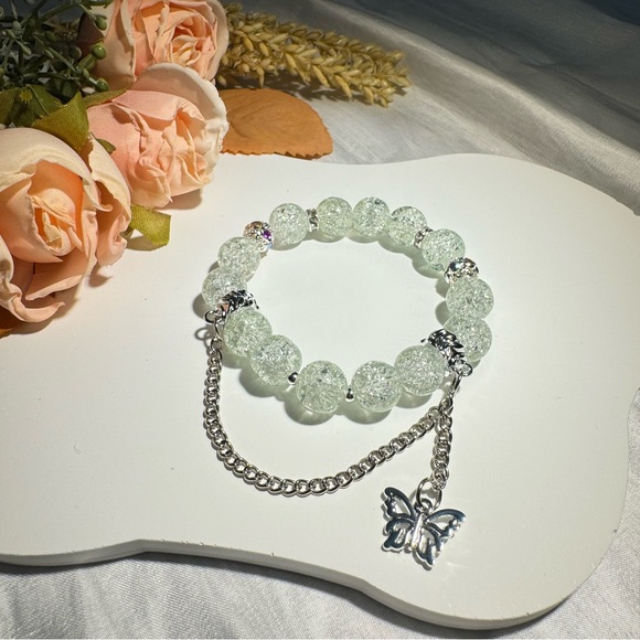 Mint Beaded Butterfly Bracelet - Picture 3 of 5